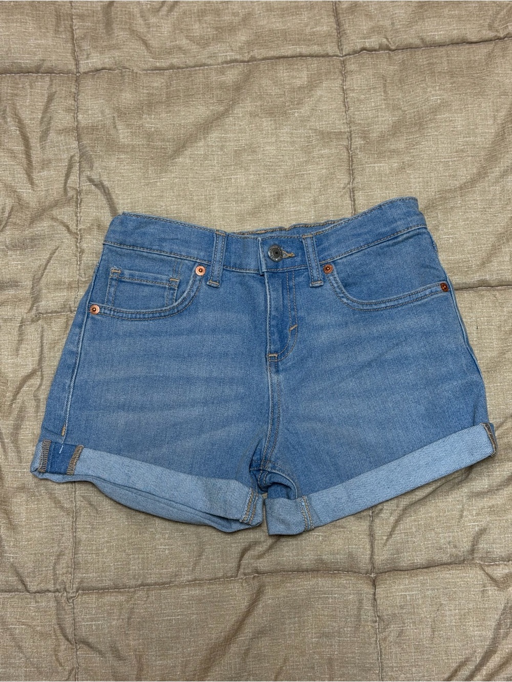 Levi's Girl’s Girlfriend Short Medium Blue Rolled Hem Denim Shorts 10/12